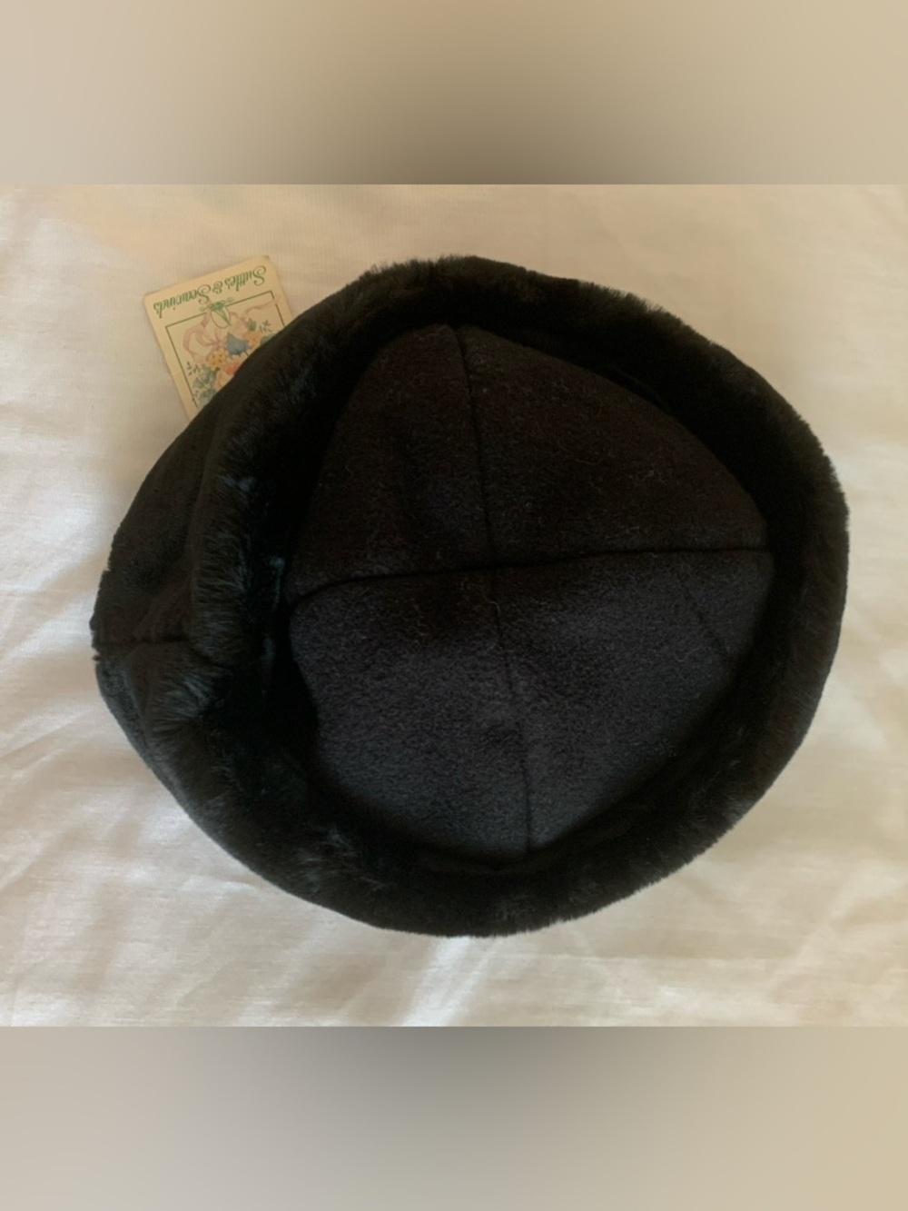 Suttles & Seawinds Vintage Black Wool Faux Fur Cossack Hat NWT 32060